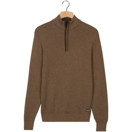 Baileys Trui Cotton Half Zip Allover Two-Tone Taupe / male