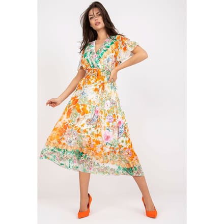 Tropical Fringe Wrap Dress - Dunkelorange / Einheitsgröße
