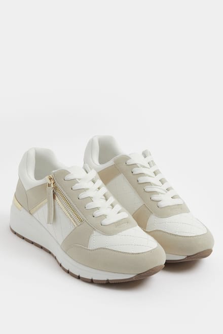 Yours Witte Gewatteerde Sleehaksneakers In Brede Epasvormsize 38E