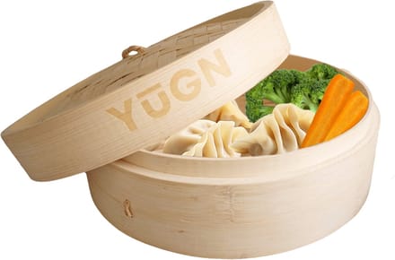YUGN Bamboe Stoommandje Dim Sum Stomer 1 Laags Voor Dumplings en Groenten