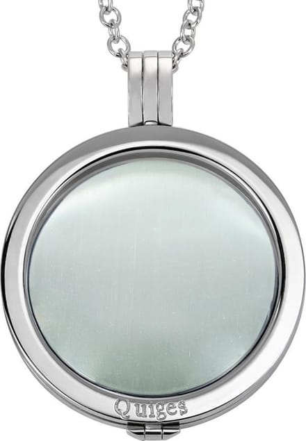 Quiges Munthouder met Ketting en Munt - Dames - RVS Zwart - 33mmØ