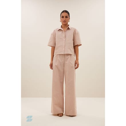 By-Bar Cris Stripe Blouse Copper Small Stripe Maat: M | Overhemden Outlet | Dames