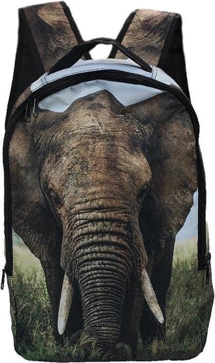 rugzak olifant, 42 cm hoog , Rugtas wilde dieren. 1 vaks , ritssluiting