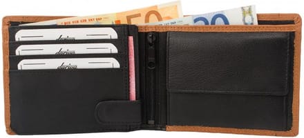 Dariya Portemonnee 2900 Zwart Cognac Leer