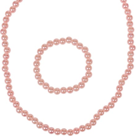 Kinderketting en Kinderarmbandje - Set - Lichtroze Imitatiepareltjes 6mm - Elastisch