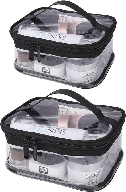 Transparante waterdichte make-uptassen - Set van 2, draagbare organizer voor cosmetica, toilettas voor vakantie en reizen
