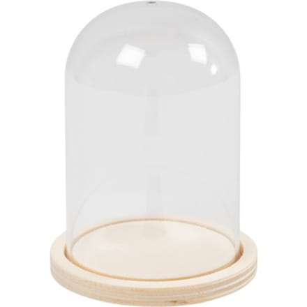 CC Bell on wooden base, H: 9,5 cm, dia. 6 cm, hole size 3 mm, 1 pc