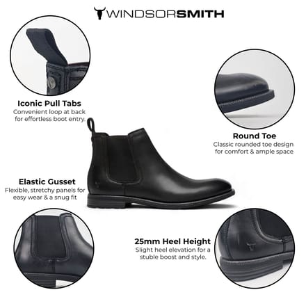Windsorsmith Zwart Leren Chelsea Enkellaarzen - Sergio