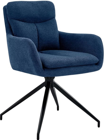 CLP Somers Eetkamerstoel - met armleuning - Draaibare fauteuil - Stof/blauw
