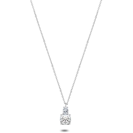 Twice As Nice Halsketting in zilver, druppel, 2 zirkonia 38cm+5cm