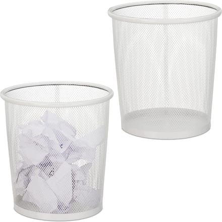 2x papiermand metaal - prullenmand - prullenbak - papierbak - 8 L - afvalbak