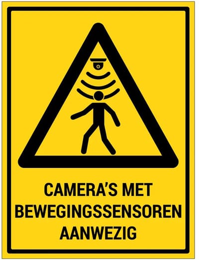 Camera's met bewegingssensoren aanwezig sticker met tekst | 20 x 15 cm