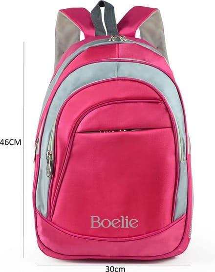 Roze multifunctionele ruime rugzak met vele compartimenten. (46x29x15cm)