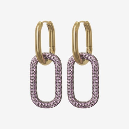 Essenza Purple Beads Earrings Gold