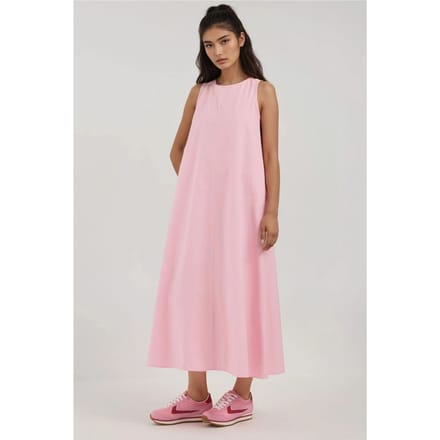 Mixray Collectie Crew Neck Mouwloze A-Lijn Maxi Jurk