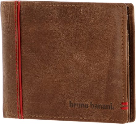 bruno banani Leren Portemonnee Wallet Cognac / Red Bruine