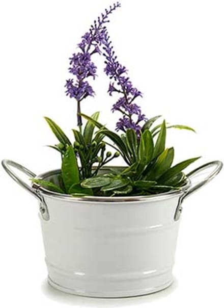 Arte r Plantenpot/bloempot teil- zink - wit - D12 x H17 cm