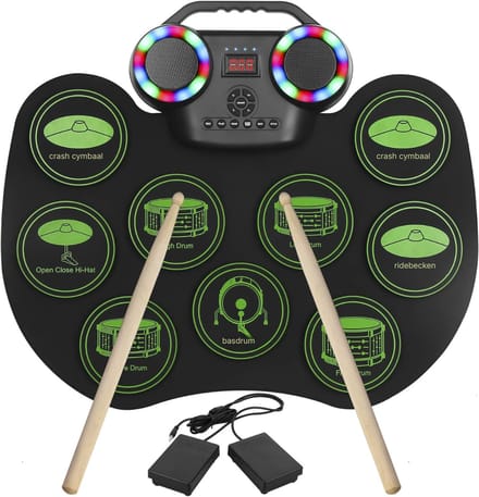 Ploutos® Elektrisch Drumstel - Met Drumstokken - Compact & Stil - Zwart- 42cm x 32cm x 4cm