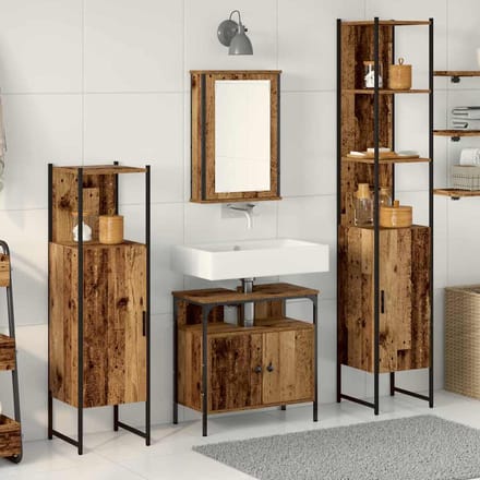 vidaXL - Badkamermeubel - Set - 4 - st - Oud - Hout - 33 - x - 33 - x - 185,5 - cm
