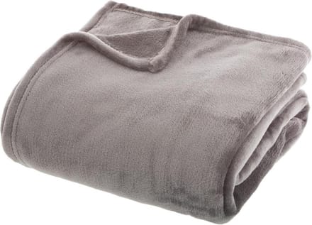 Atmosphera Plaid effen flanel flece deken - 180x230 cm - Licht grijs