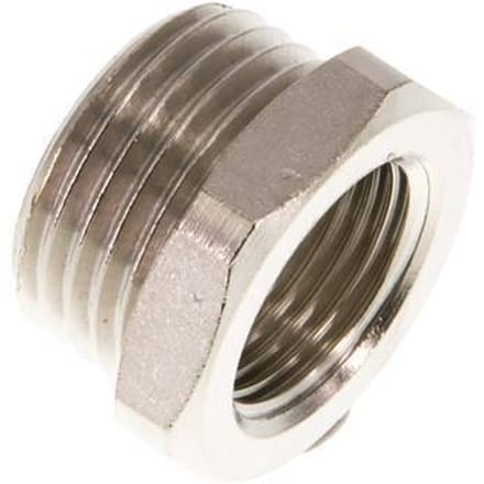 G 3/8'' x G 1/2'' F/M Vernikkeld Messing Verloopring 16 Bar [2 Stuks]