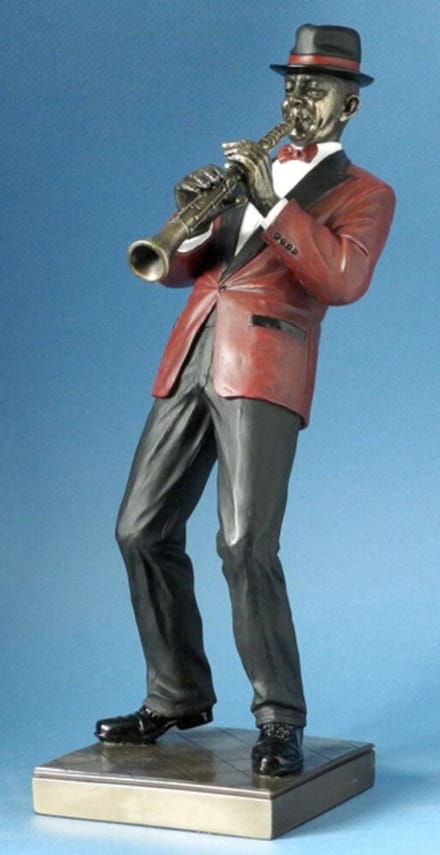 Clarinet beeldje hoogte 31 cm - Jazz muzikant - In showdoos