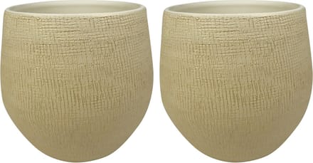 Ter Steege Plantenpot - Set van 2x stuks - moderne look - beige - 26 x 25 cm - bloempot