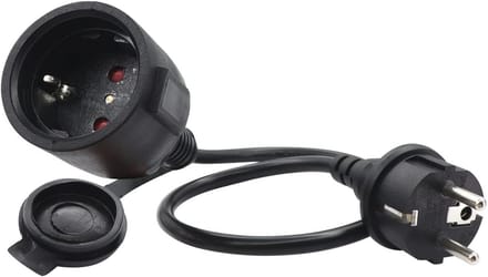 Schuko Verlengkabel 16A 250V Waterdicht IP44 voor Binnen en Buiten, 1m