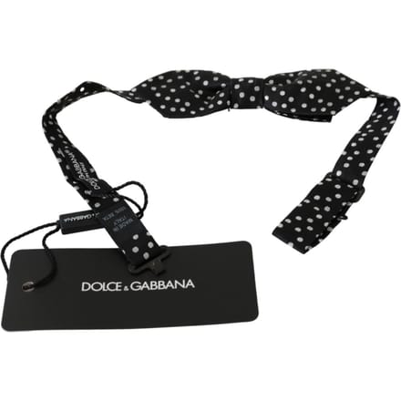 Dolce & Gabbana Zwarte stippen heren stropdas Papillon 100% zijde Strik