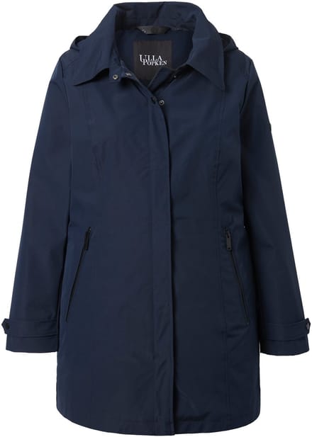 Ulla Popken - Dames - HYPRAR functionele trenchcoat waterafstotend capuchon - Marine - Maat 42+