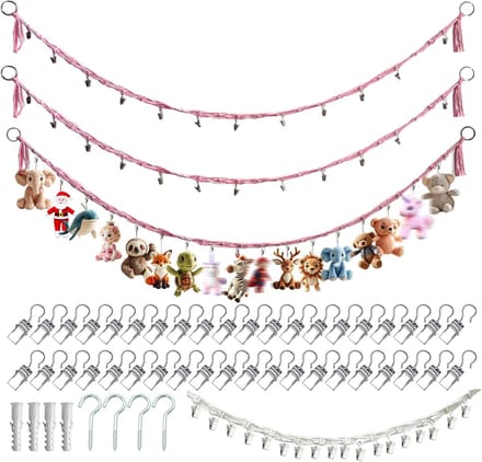 Hangmat Speelgoed - Opbergnet - Kinderkamer Decoratie - 40 Verstelbare Klemmen - 2 Meter Lang - Roze