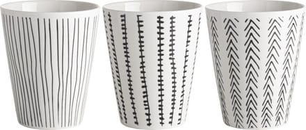Gusta Beker - Fika - 300ml - Zwart/Wit - assorti van 3