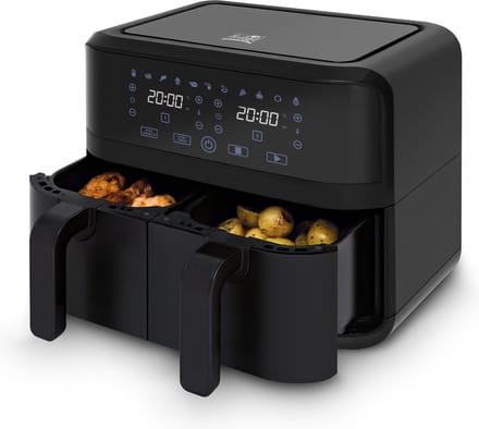 FRITEL Snacktastic 8180 DUO - Airfryer / Heteluchtfriteuse - 2x 4,5 L - Zwart + Display - 1700W