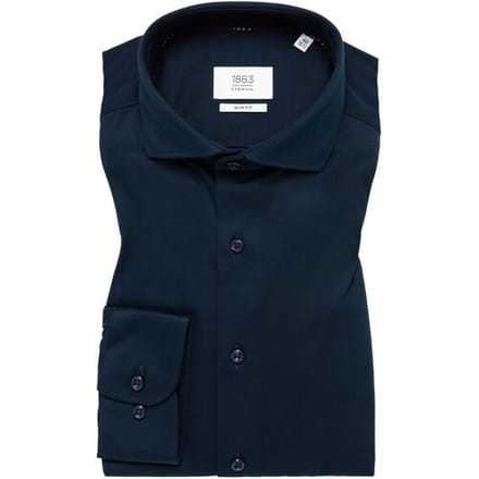 Eterna Overhemd Premium 1863 Soft Jersey Plain Color Mercerized Cotton Non-Iron Navy / male