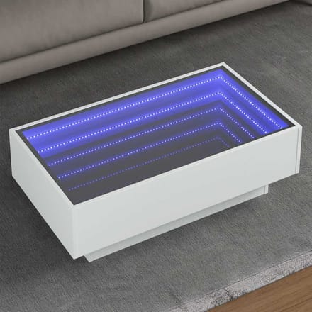 vidaXL - Salontafel - met - LED - 90x50x30 - cm - bewerkt - hout - wit