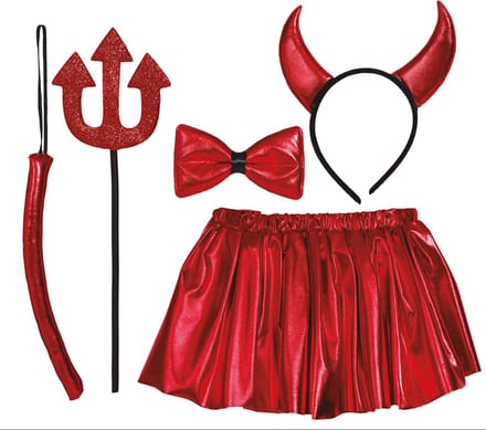 Fiestas Guirca - Meisjes duivel set - 30 cm - Carnavalskleding - Carnaval - carnavalskleding 2027 - Carnaval kostuum