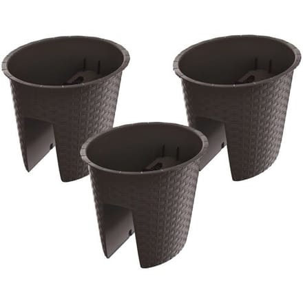PROSPERPLAST 3 railing bloempotten (Ovaal, Bruin, 29,8 x 24,2 x 22,5 cm)