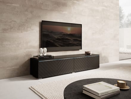 Meubella - TV-Meubel Dixon - Zwart Visgraat - 140 cm