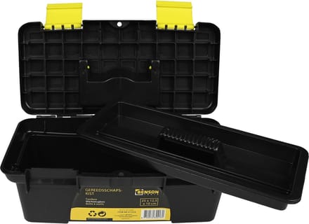 Benson Compacte gereedschapskist - lichtgewicht - 25 x 12,5 x 10 cm - zwart/geel