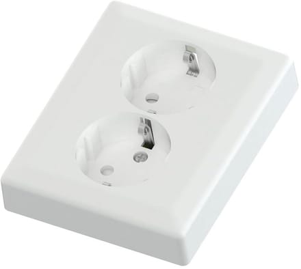 2-voudig Schuko wandcontactdoos 250V 16A wit 103x84mm