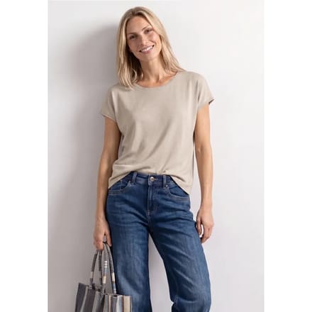 Shirt met ronde hals en losse schouders