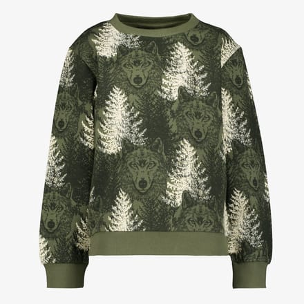 Unsigned jongens sweater met wolven groen - Maat 92