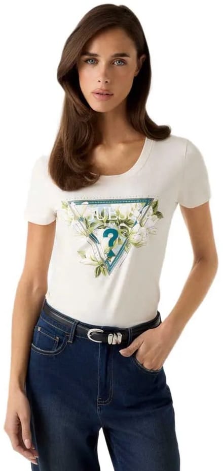 Guess Camelia Triangle T-shirt Met Korte Mouwen Wit S Vrouw