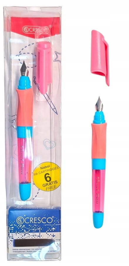 Cresco First Pen Schoolpen met 6 patronen - Roze/Blauw