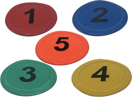Markering Schijvenset Genummerd 1 t/m 5, 22,5cm, Multicolor
