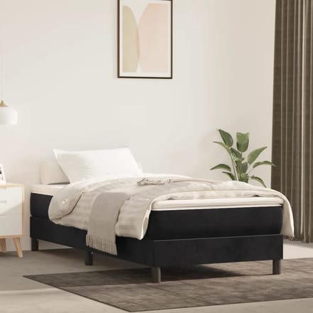 vidaXL - Boxspring - bed - fluweel - zwart - 90x200 - cm