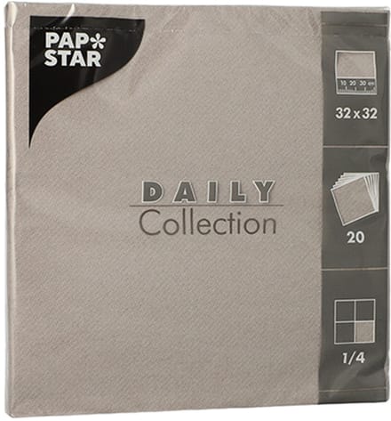15x 20 Servetten DAILY Collection 1/4 vouw 32 cm x 32 cm grijs