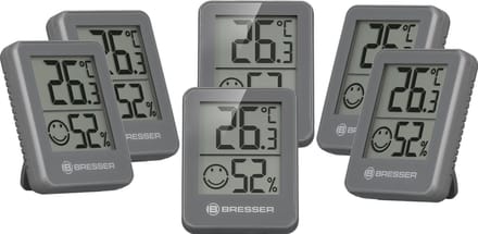 BRESSER ClimaTemp Hygro Indicator - Set van 6 Thermo-/Hygrometers - grijs