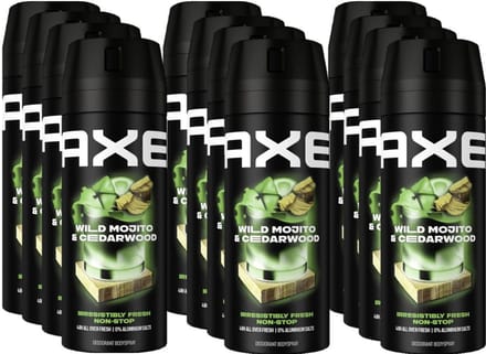 Axe Deo Spray - Wild Green Mojito + Cedarwood - 12 x 150 ml