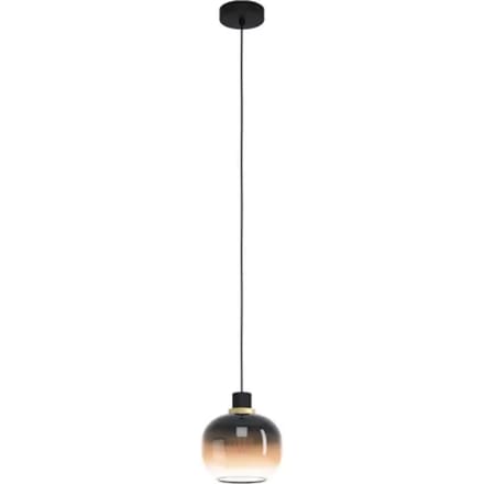 EGLO Oilella Hanglamp - E27 - 19 cm - Amber glas - Zwart|Geelkoper